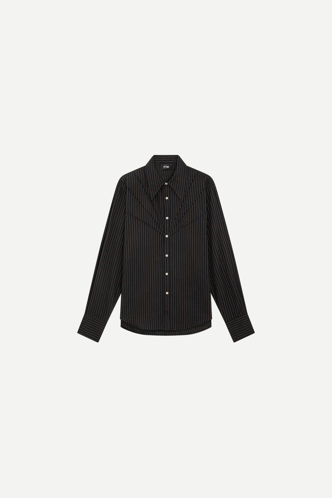 Chemise de luxe pour homme Erevan, à grand col en toile de coton noire à rayure grise fabriquée en france